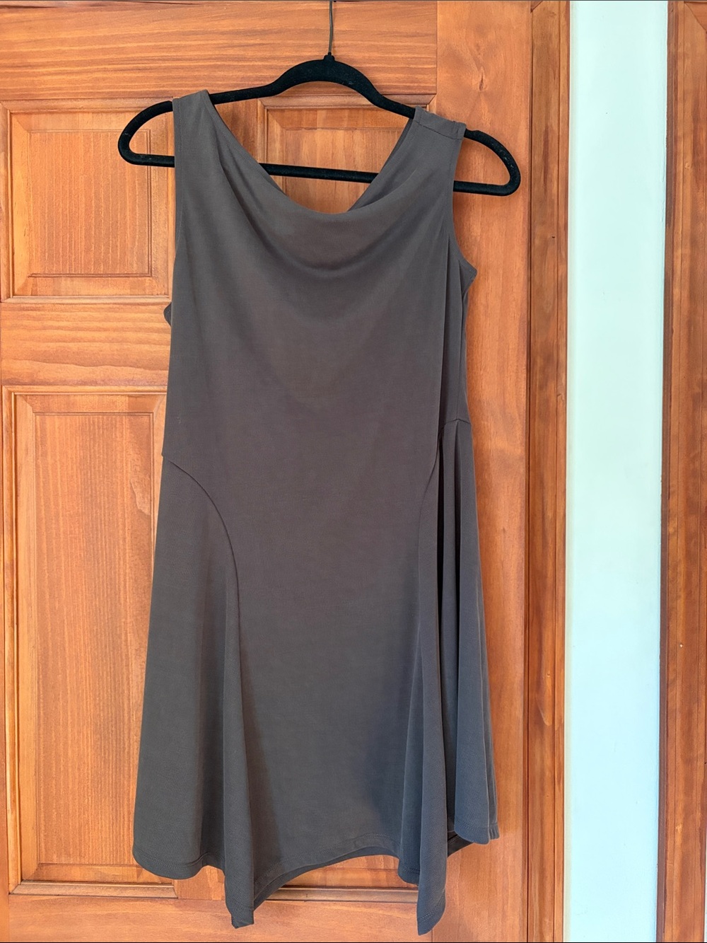 Old Navy Brown Sleeveless Draped Neck Asymmetric Hem Dress